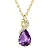 14K Gold Plated  Teardrop Birthstone Pendant Necklace Birthday Gifts for Women