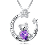 Sterling Silver Birthstone Teddy Bear Pendant Necklace