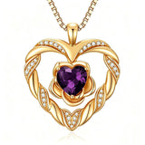 14K Gold Plated  Birthstone Rose Flower Heart Necklaces for Women  Birthday Christams Valentine's Day Jewelry Gift