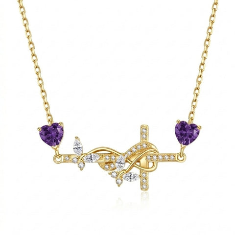 14K Gold Plated Birthstone Butterfly Cross Necklace for Women Anniversary Christmas Birthday Gift