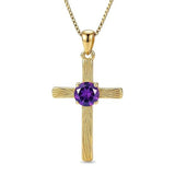 14K Gold Plated  Birthstone Cross Necklace  Pendant Necklace Mother's Day Birthday Gifts for Women