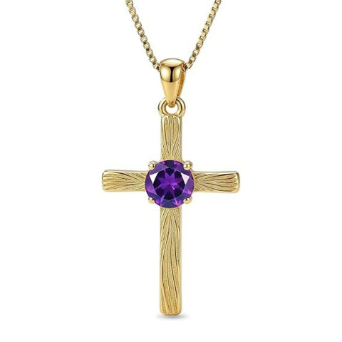 14K Gold Plated  Birthstone Cross Necklace  Pendant Necklace Mother's Day Birthday Gifts for Women