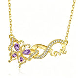 14K Gold Plated Birthstone Infinity Butterfly Necklace for Women
