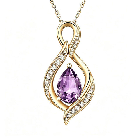 14K Gold Plated  Birthstone Infinity Symbol Pendant  Necklace Anniversary Christmas Birthday Jewelry Gift