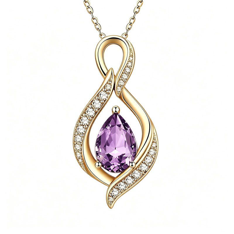 14K Gold Plated  Birthstone Infinity Symbol Pendant  Necklace Anniversary Christmas Birthday Jewelry Gift
