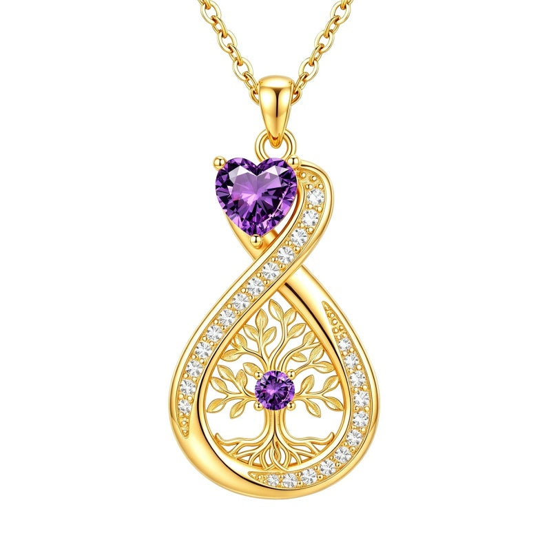 14K Gold Plated Infinity Birthstone  Butterfly Cross Necklace for Women