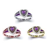 Copper  Personalized Birthstone Engraved Class Rings for Women, College Senior High School Ring