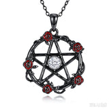 Sterling Silver Black Heart Skeleton Birthstone Necklace With Engraved Halloween Gift