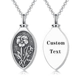 Sterling Silver 12 Month Birth Flower Urn Necklace for Ashes