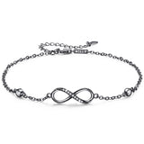 925 Sterling Silver Endless Love Symbol Ankle Bracelet Adjustable Plus Size Large Bracelet Gifts for her Valentines Day Mother’s Day Gifts