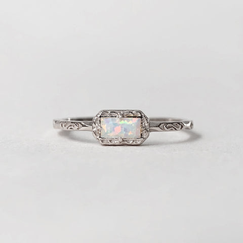 Sterling Silver Natural Moss Agate Wedding Ring with Opal, Blue Topaz, Baguette, and Cubic Zirconia