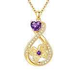 14K Gold Plated Infinity Birthstone  Butterfly Cross Necklace for Women