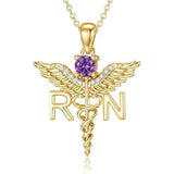 14K Gold  Plated Nurse Caduceus Necklace for Women  RN Registered Graduation Gift