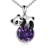 Panda Necklace Sterling Silver Panda Pendant Birthstone Jewlery Gift for Women