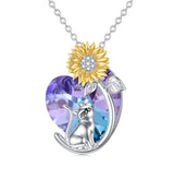 Sterling Silver Crystal Birthstone Cat Dog Pendant Necklace