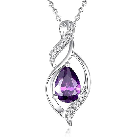 Sterling Silver Teardrop Birthstone Infinity Love Necklace for Women