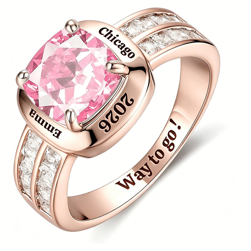 Sterling Silver Personalized Graduation Ring for Class of 2026