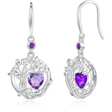 Sterling Silver Heart Gemstone Dangle  Earrings