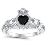 925 Silver 0.1 Cttw Natural Diamond Irish Claddagh Gemstone Rings for Women Customized Irish Claddagh Heart Promise Ring with Birthstone