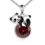 Panda Necklace Sterling Silver Panda Pendant Birthstone Jewlery Gift for Women