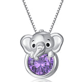 Sterling Silver 12 Month Birthstone Elephant Pendant Necklace