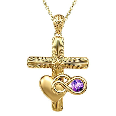 14K Gold Plated Cubic Zirconia Infinity Heart Pendant Necklace for Women