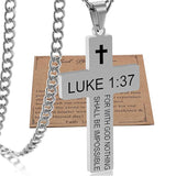 Stainless Steel Bible Verse Cross Necklace for Men with Cuban Chain