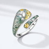 Sterling Silver Turquoise Hummingbird Butterfly Sunflower Adjustable Spoon Ring
