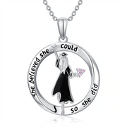 Graduation Necklace in White Gold Plated Sterling Silver 2024 Graduation Gift for Her