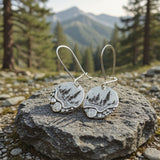 Sterling Silver Trail Mini Forest Pebble Wildflower Dangle Earrings