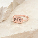 Sterling Silver Personalized Birth Flower Ring