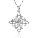 Sterling Silver Birthstone Celtic Knot Witches Knot Pendant Necklace