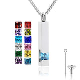 Stainless Steel Birthstones Urn Necklaces for Ashes Cross Cremation Pendant for Men Women Memorial Keepsake Jewelry