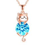 Cat Necklace 925 Silver Cat Birthstone Necklace Cat Jewelry Gift for Women Cat Lover