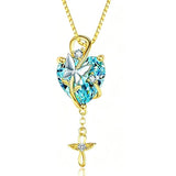 14K Gold Plated  Heart Birthstone Butterfly Infinity Angel WingPendant Necklace for Women