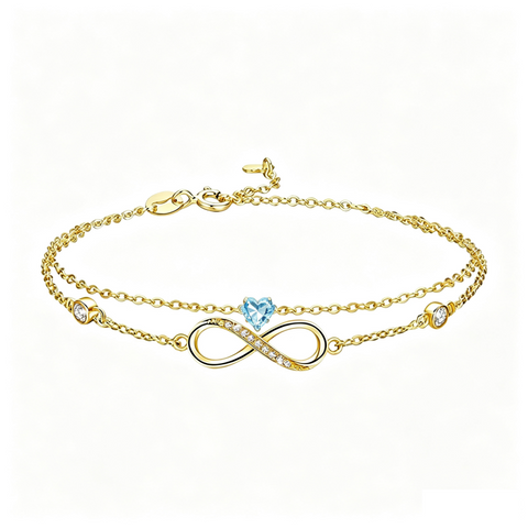 14K Gold Plated Birthstone Infinity Double-Layer Braceletfor Women