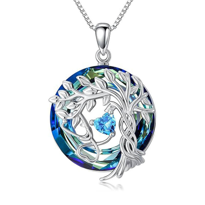Sterling Silver Birthstone Crystal Tree of Life Stethoscope Pendant Necklace