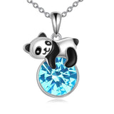 Panda Necklace Sterling Silver Panda Pendant Birthstone Jewlery Gift for Women