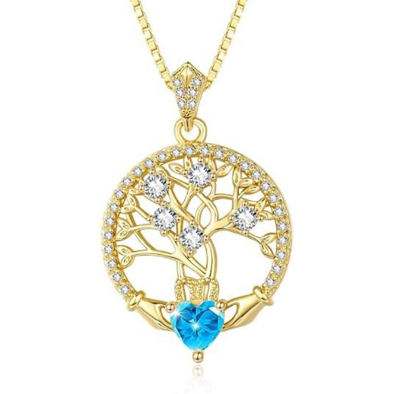14K Gold Plated  Birthstone Tree of Life Necklaces for Women