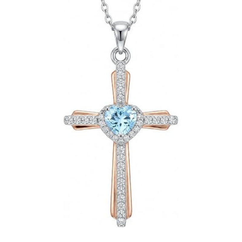 14K Gold Plated Birthstone Cross Necklace for Women  Protection Jewelry