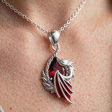 Sterling Silver Birthstone Wyvern Dragon Pendant Necklace