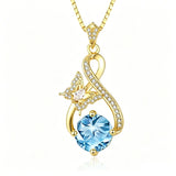 14K Gold Plated Birthstone Infinity Butterfly Necklace for Women