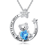 Sterling Silver Birthstone Teddy Bear Pendant Necklace
