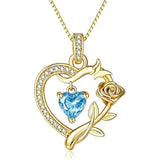 14K  Gold Plated Birthstone Rose Butterfly Pendant Necklace Everyday Jewelry Birthday Christmas Gift