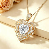 14K Gold Plated Heart Birthstone Heart Necklace for Women Fashion Wedding Anniversary Birthday Gifts