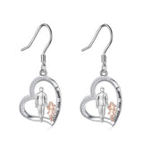 Sterling Silver Heart Father Daughter Dangle Earrings