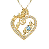 14K Gold Plated Heart Birthstone Rose Mom Butterfly Pendant Necklace for Women