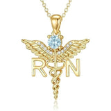 14K Gold  Plated Nurse Caduceus Necklace for Women  RN Registered Graduation Gift