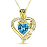 14K Gold Plated 12 Months Birthstone Rose Flower Pendant Necklace Anniversary Birthday Gift
