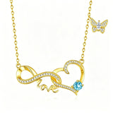 14K Gold Plated Birthstone Infinity Butterfly Necklace for Women